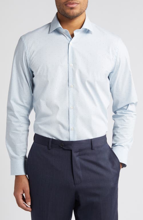 Nordstrom Tech-Smart Extra Trim Fit Dot Print Performance Dress Shirt White - Blue Dobby Eloy Grid at Nordstrom,