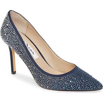 Nina Nickie 2 Crystal Studded Pointy Toe Pump, Blue