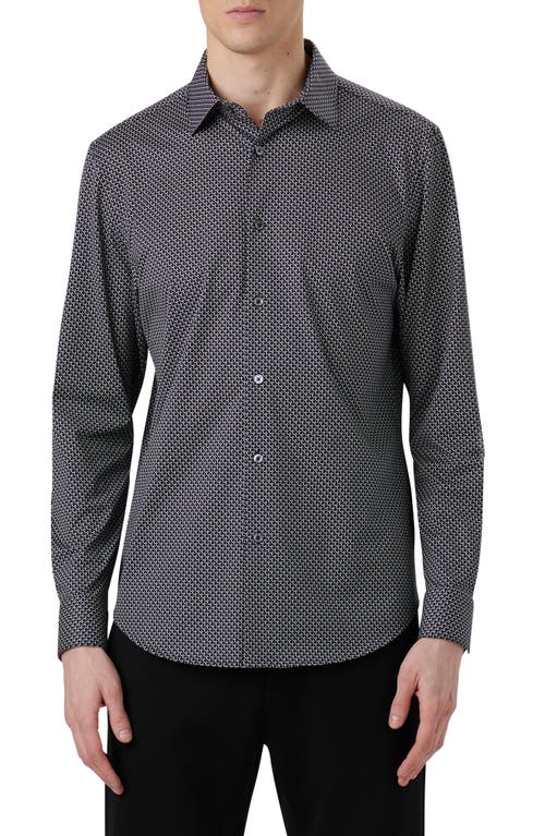 Bugatchi James OoohCotton Geometric Print Button-Up Shirt Black at Nordstrom,