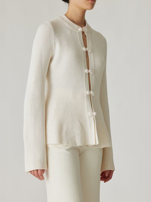 Rebecca Taylor Novlety Wool Peplum Cardi In Cream