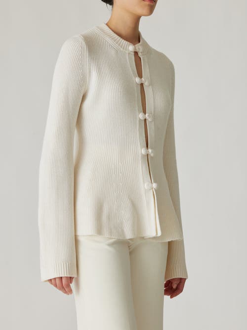 Shop Rebecca Taylor Novlety Wool Peplum Cardi In Cream