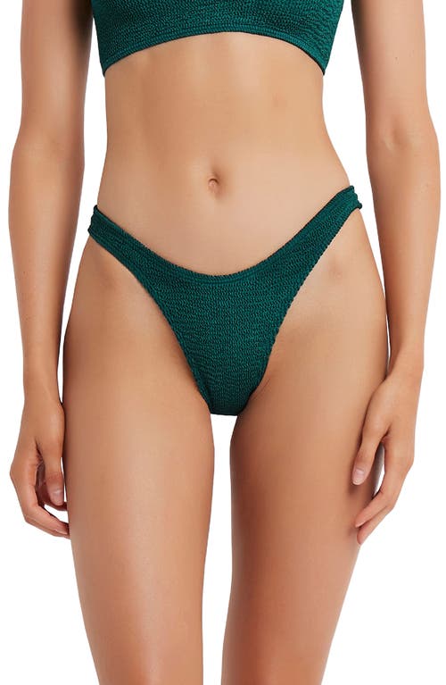 BOUND by Bond-Eye The Scene High Leg Ribbed Bikini Bottoms in Jewel Green at Nordstrom