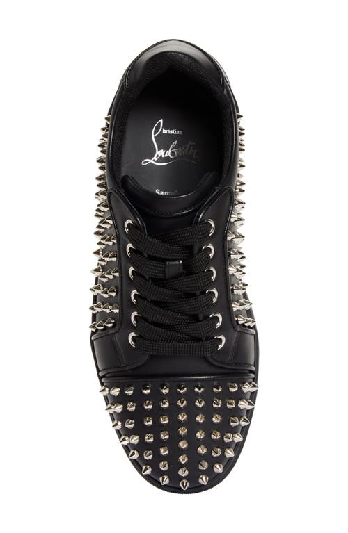 Christian Louboutin Vieira Night Spikes Low Top Sneaker In Black/silver