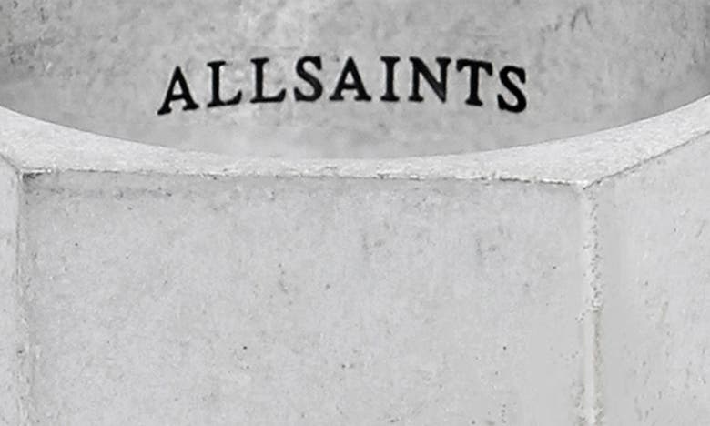 Shop Allsaints Sterling Silver Hexagonal Band Ring In Warm Silver
