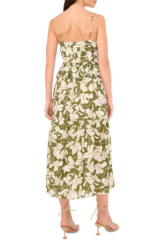 Shop Parker The Lila Floral Tiered Midi Dress In Chive Green