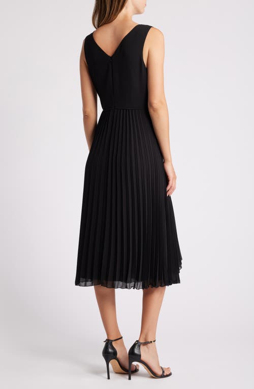 Shop Sam Edelman Plissé Faux Wrap Midi Dress In Black