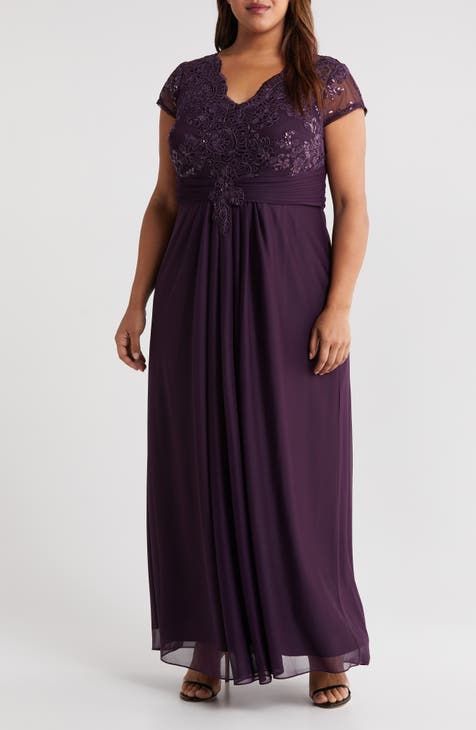 Sequin Lace Bodice Gown (Plus)