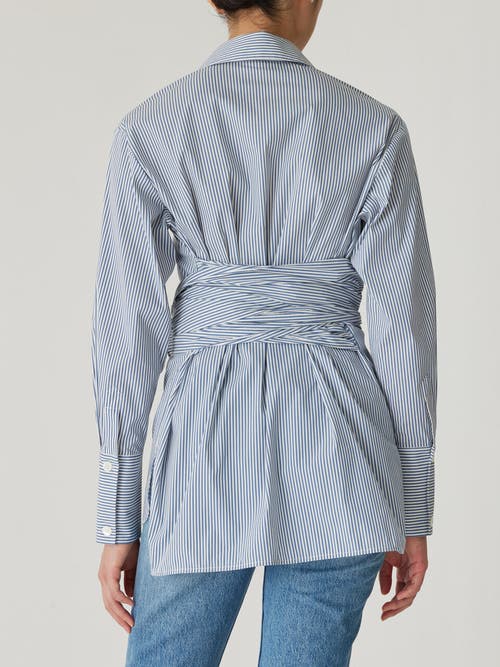 REBECCA TAYLOR REBECCA TAYLOR STRIPE POPLIN WRAP BLOUSE