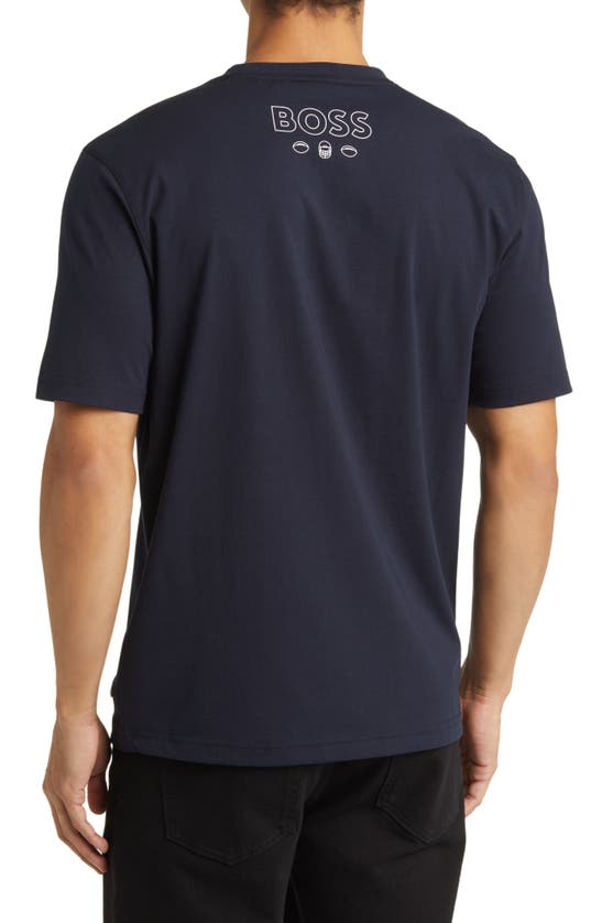 Shop Hugo Boss X Nfl Stretch Cotton Graphic T-shirt In Dallas Cowboys Dark Blue