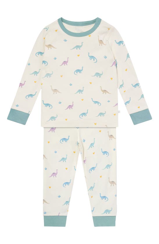 Shop Mori Dino Print Two-piece Fitted Pajamas