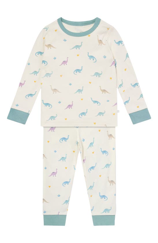 Mori Babies' Dino Print Two-piece Fitted Pajamas