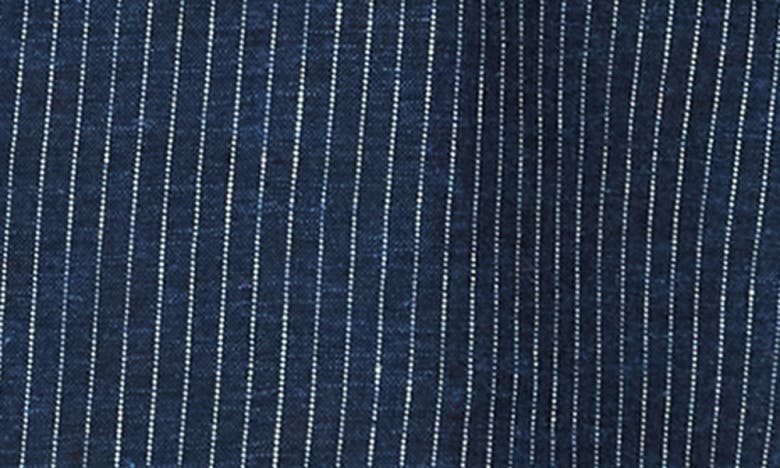 Shop Dkny Pinstripe Notch Lapel Linen Blend Blazer In Navy Pinstripe