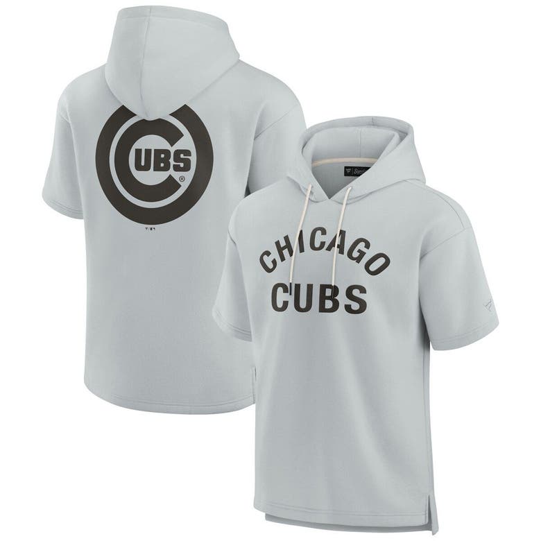 Shop Fanatics Signature Unisex  Gray Chicago Cubs Elements Super Soft Fleece Short Sleeve Pullover Hoodie