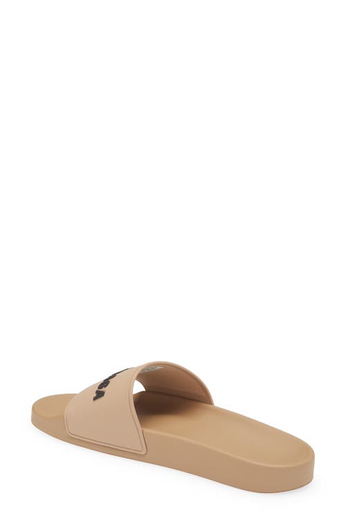 Shop Balenciaga Logo Sport Slide In Beige/black