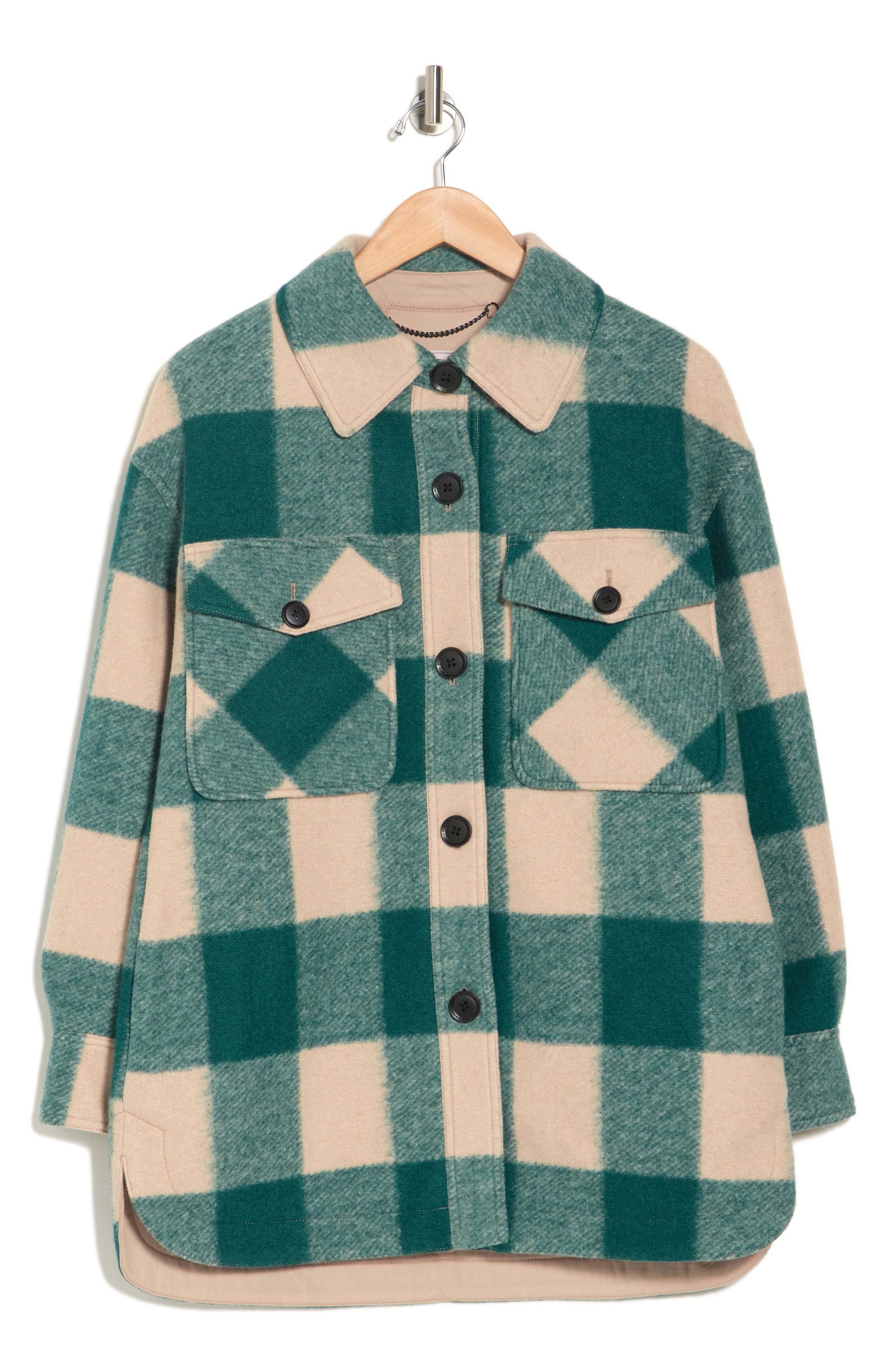 Bcbgeneration Buffalo Plaid Shacket in Green Buffalo Plaid at Nordstrom Rack, Size X-Small