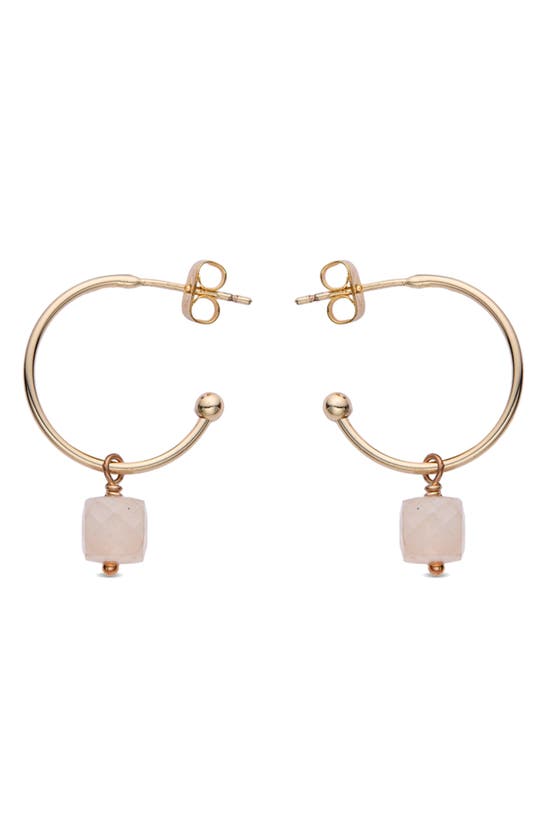 Eye Candy Los Angeles Jeanna Rose Quartz Drop Huggie Hoop Earrings In Gold