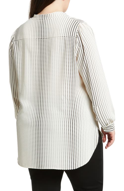 Shop Anne Klein Gradient Dot Print Popover Blouse In Anne White/anne Black