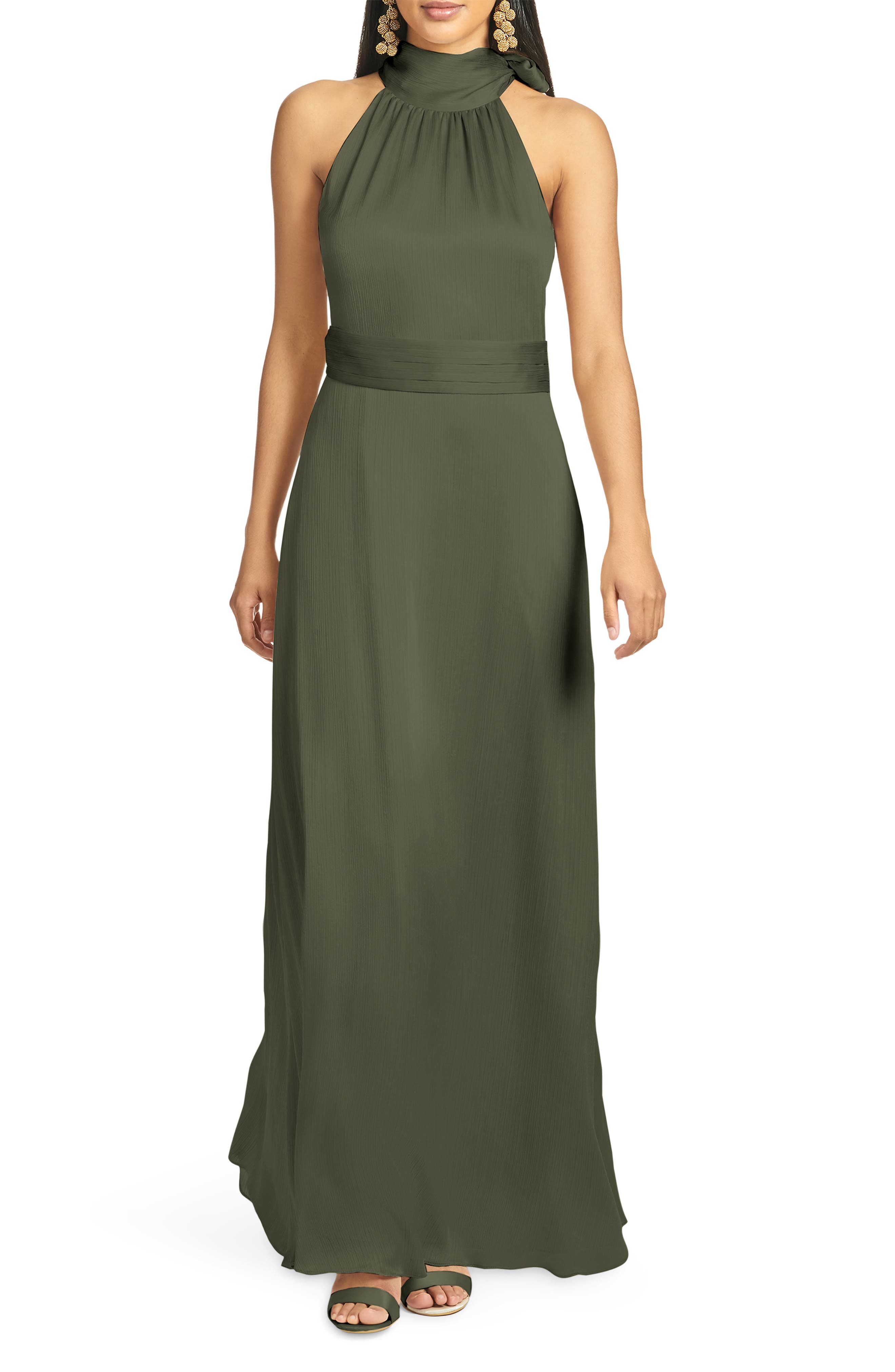 Olive Green Formal Dress for Juniors