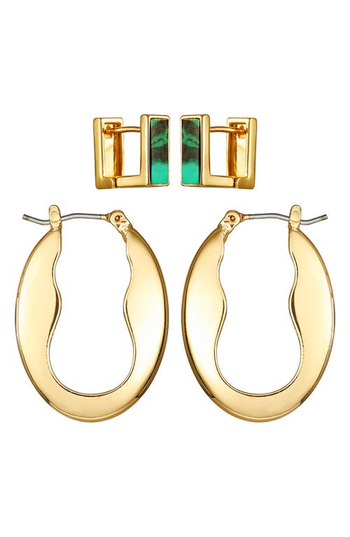 Shop Vince Camuto Set Of 2 Hoop Earrings In Gold/green