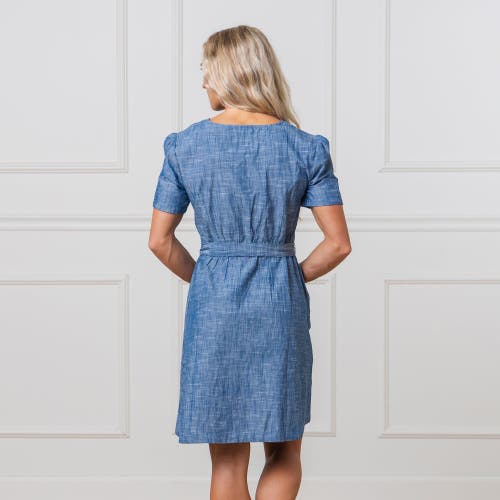 HOPE & HENRY ORGANIC BUTTON FRONT CHAMBRAY DRESS 