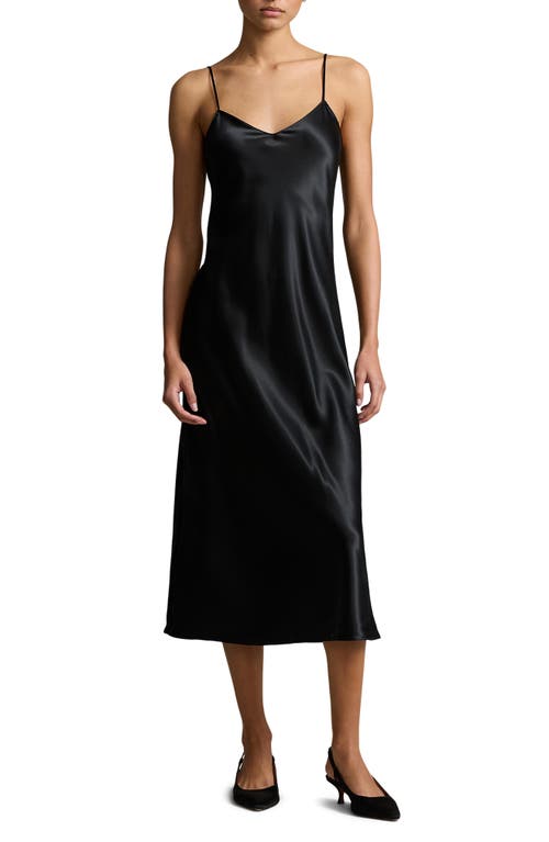 Shop Polo Ralph Lauren Silk Charmeuse Slipdress In Polo Black