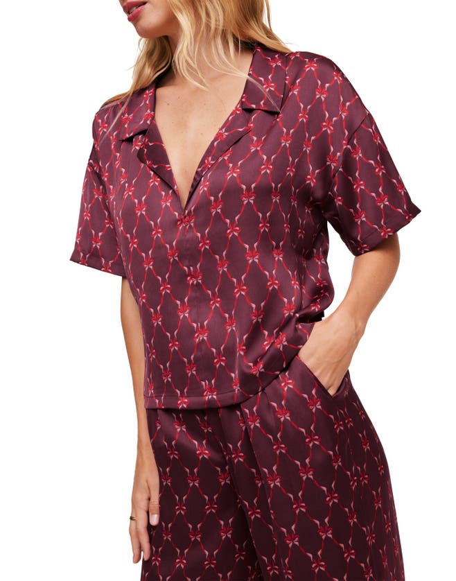 Shop Adore Me Verica Pajama Top & Pants Set In Novelty Red