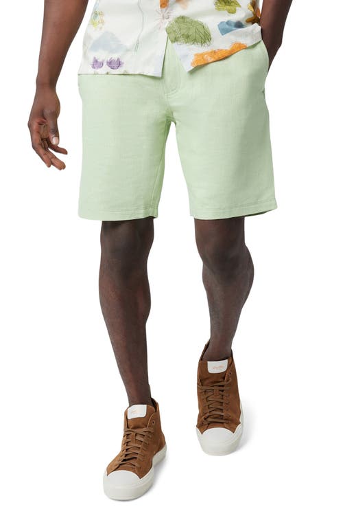 Good Man Brand Tulum Flat Front Linen & Cotton Shorts in Paradise Green