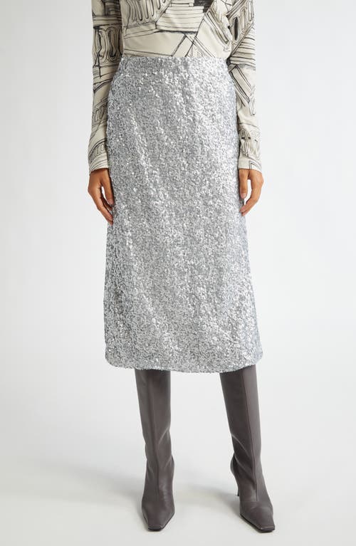 Shop Stine Goya Sequin Skirt In Steel Grey