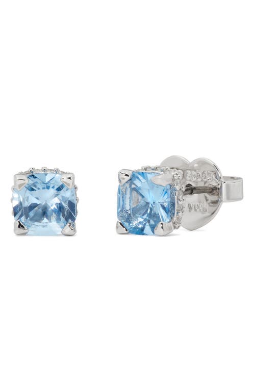 Kate Spade New York Cushion Cubic Zirconia Stud Earrings In Light Sapphire/silver