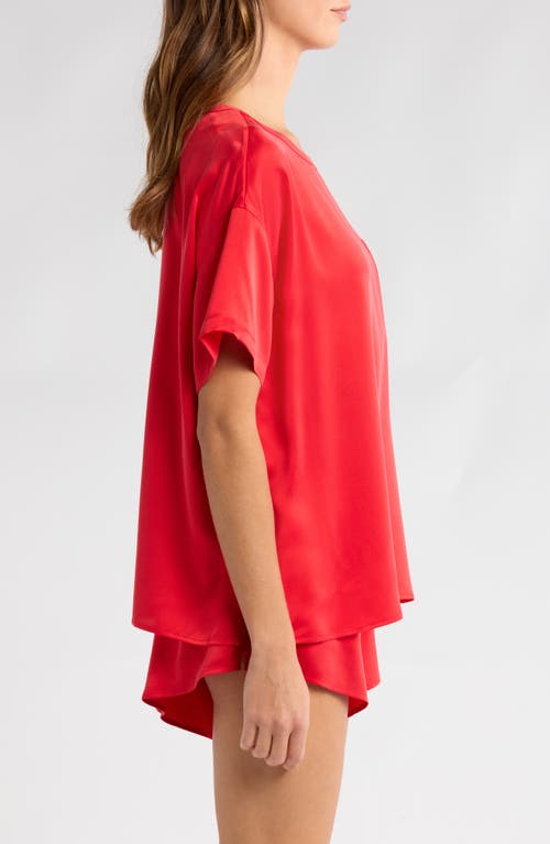 Lunya Washable Silk Tee Short Set In Carmine Red