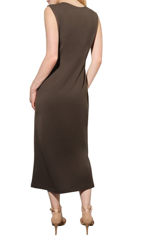 Shop Ming Wang Sleeveless Midi Dress In Dark Umber