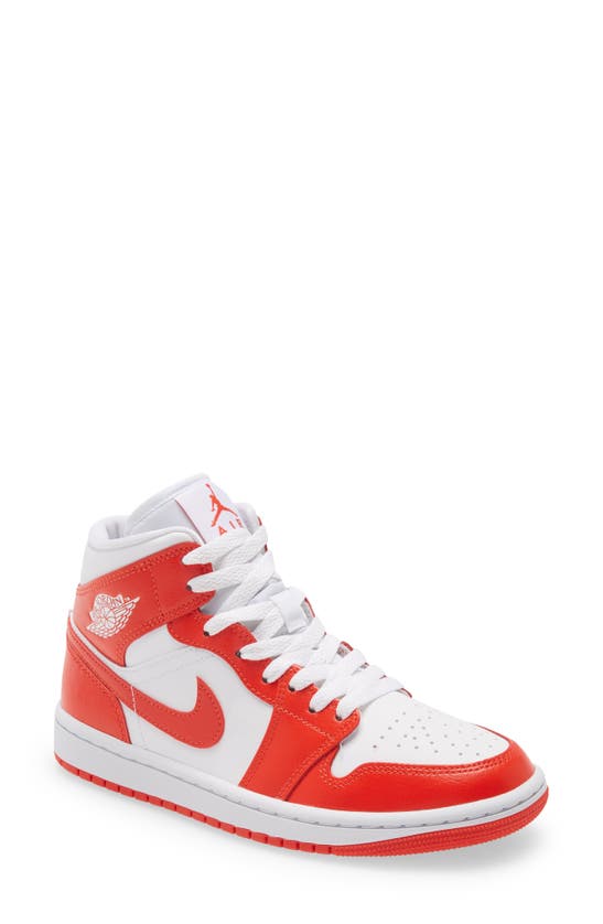 Jordan Air 1 Mid Sneaker In White/ Habanero Red/ White ModeSens