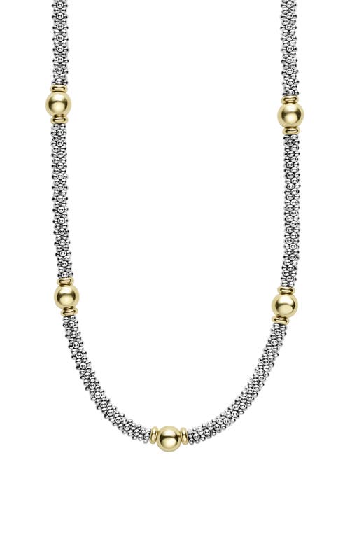 Shop Lagos Signature Caviar Bead Station Necklace In Two-tone