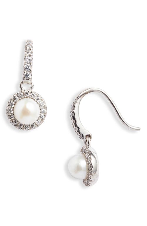 Shop Nordstrom Sterling Silver & Cultured Pearl Drop Earrings In Platinum Plated