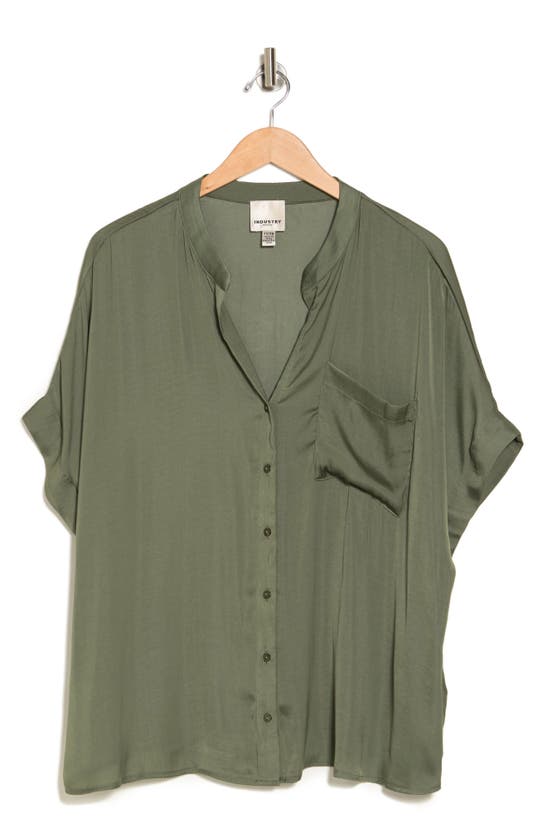 Shop Industry Republic Clothing Airflow Front Button Top In Forever Olive