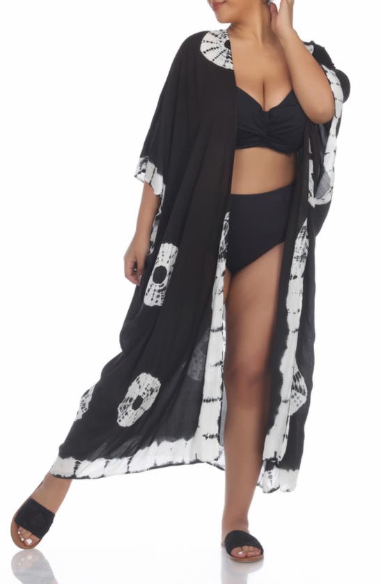 Shop Boho Me Tie Dye Cover-up Kaftan In Black Td