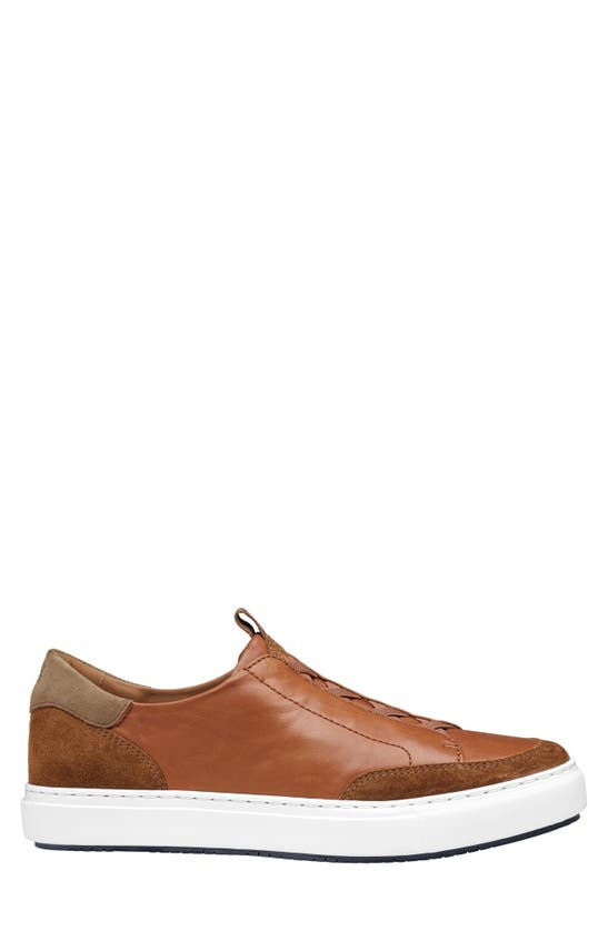 Shop Johnston & Murphy Collection Anson Lace To Toe Sneaker In Cognac Sheepskin/ Suede
