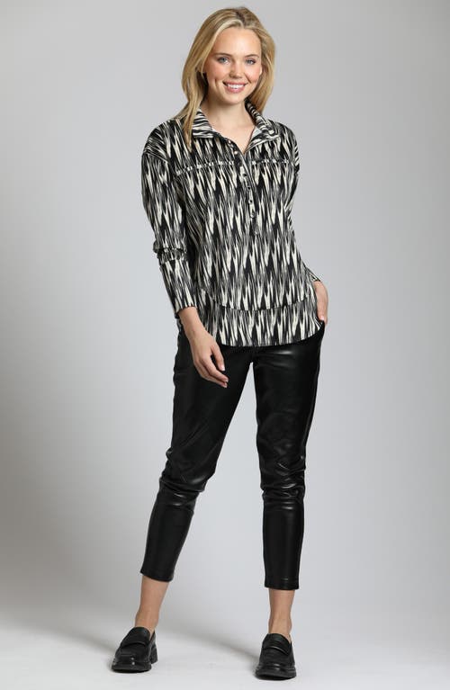 Shop Apny Grommet Henley Top In Black/white