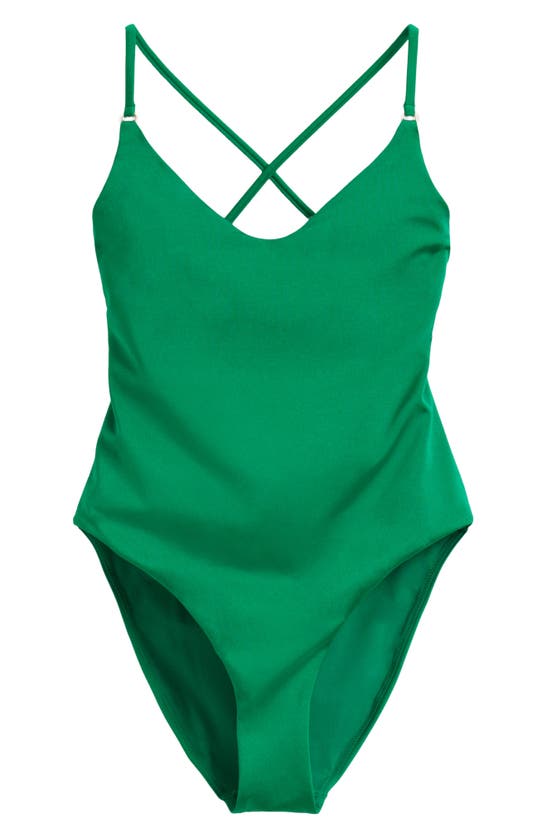 & Other Stories Open Back One-piece Swimsuit In Green | ModeSens