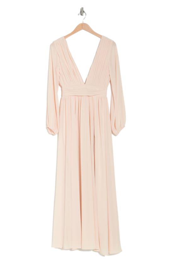 Love By Design Iris V-neck Long Sleeve Maxi Dress In Champagne