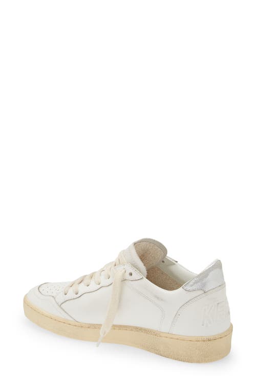 Golden Goose Ball Star Leather Sneakers In White/silver