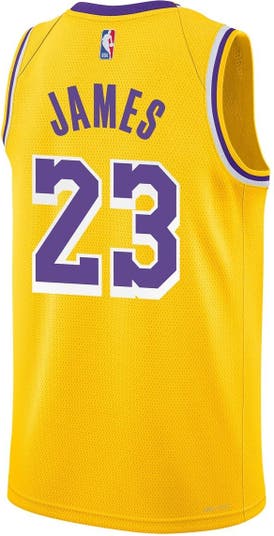 Nike Lebron James Los Angeles Lakers Gold Kid's Icon Edition Swingman  Jersey Large