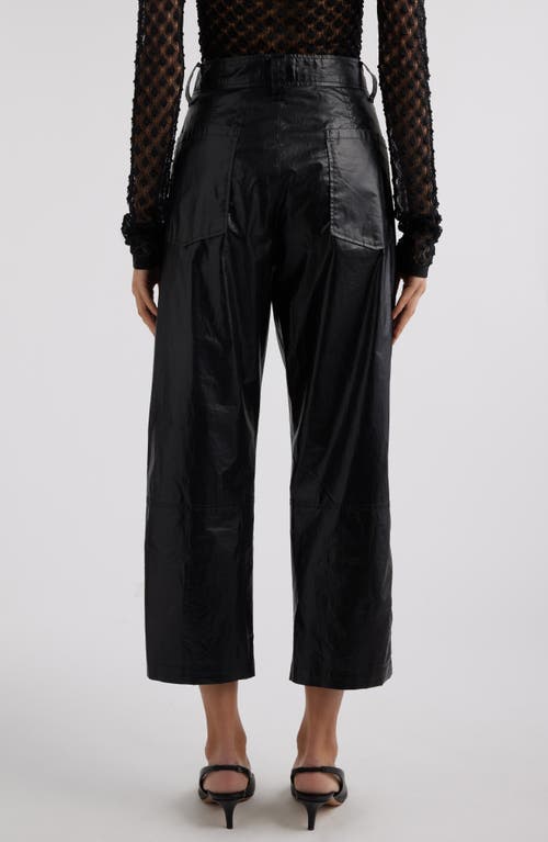 Shop Isabel Marant Aude Crinkle Crop Faux Leather Pants In Black