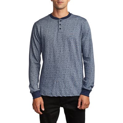 Rvca Lavish Slub Long Sleeve Henley, Blue