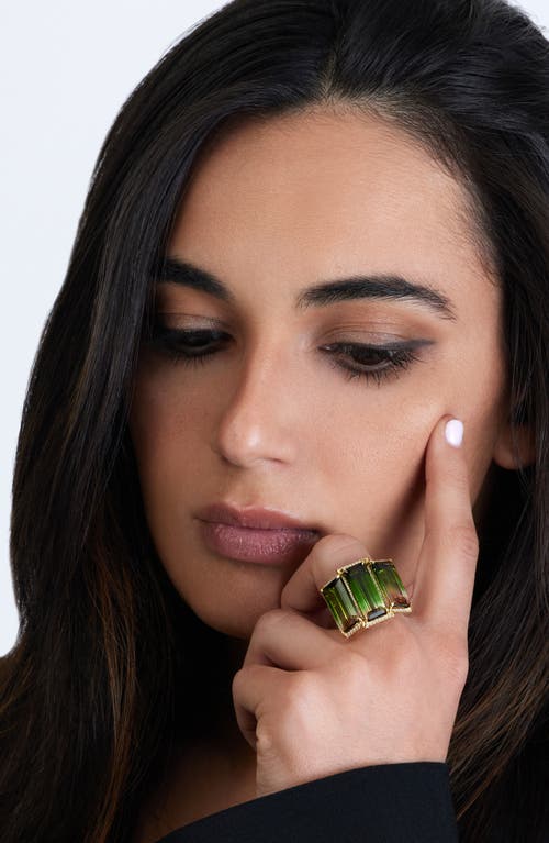 Shop Mindi Mond Watermelon Tourmaline Cocktail Ring In 18k Yellow Gold