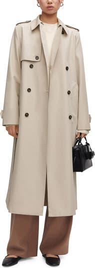 MANGO Double Breasted Water Repellent Trench Coat