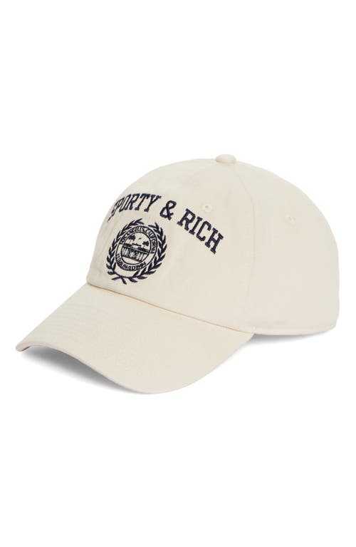 Shop Sporty And Rich Sporty & Rich Varsity Crest Embroidered Baseball Cap In Cream