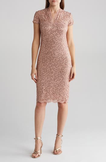 Marina Sequin Lace Cap Sleeve Sheath Dress Nordstromrack