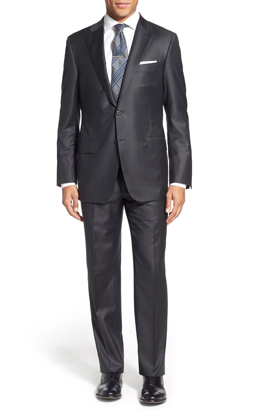 Hickey Freeman Classic B Fit Solid Wool Suit | Nordstrom