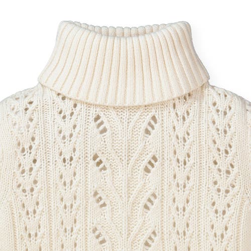 Hope & Henry Baby Girls' Organic Pointelle Turtleneck Sweater, Infant In Ivory